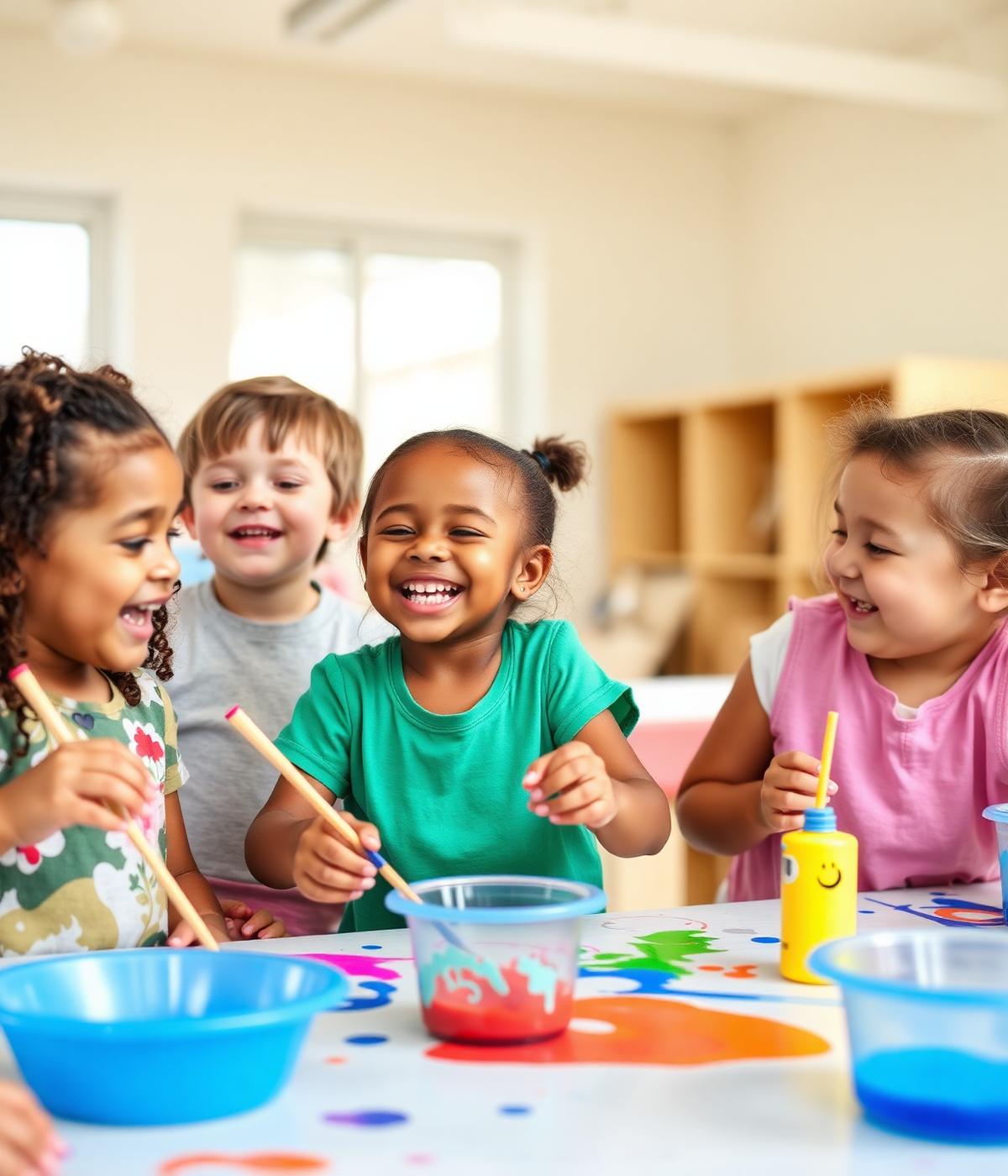 Happy Faces students engaged in a sensory painting activity